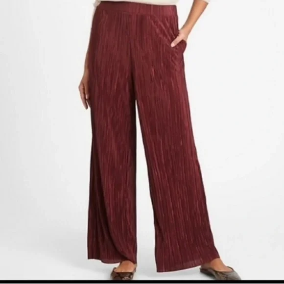 NWT Banana Republic High Rise Plisse Pants Wide Leg - Picture 2 of 3